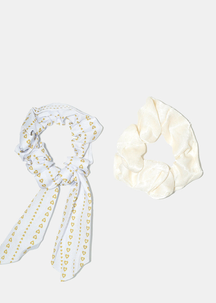 2 Piece Scarf Scrunchie Sets White HAIR - Shop Miss A