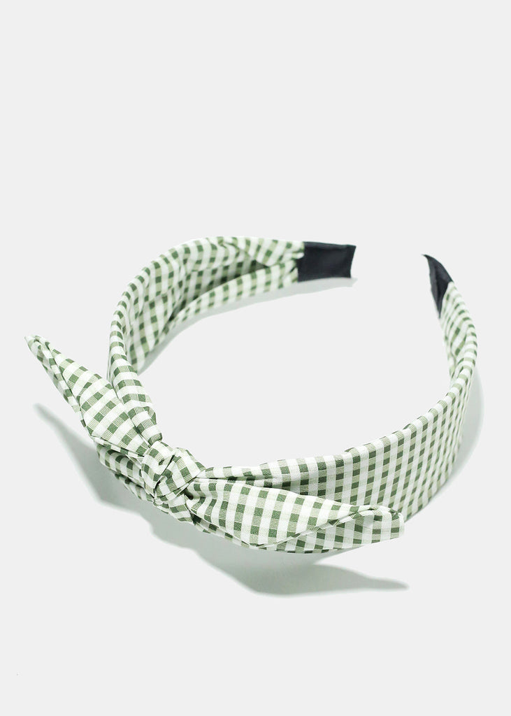 Plaid Headband with Bow Green HAIR - Shop Miss A
