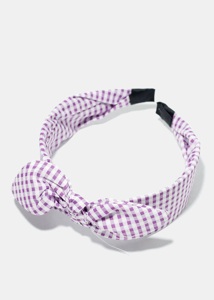 Plaid Headband with Bow Purple HAIR - Shop Miss A