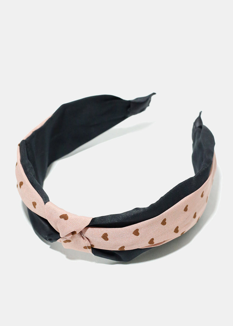 Heart Print Headband Pink HAIR - Shop Miss A
