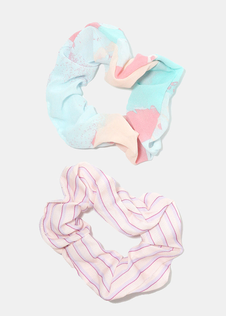 2 Piece Pretty Pink Scrunchies Multi/stripes HAIR - Shop Miss A