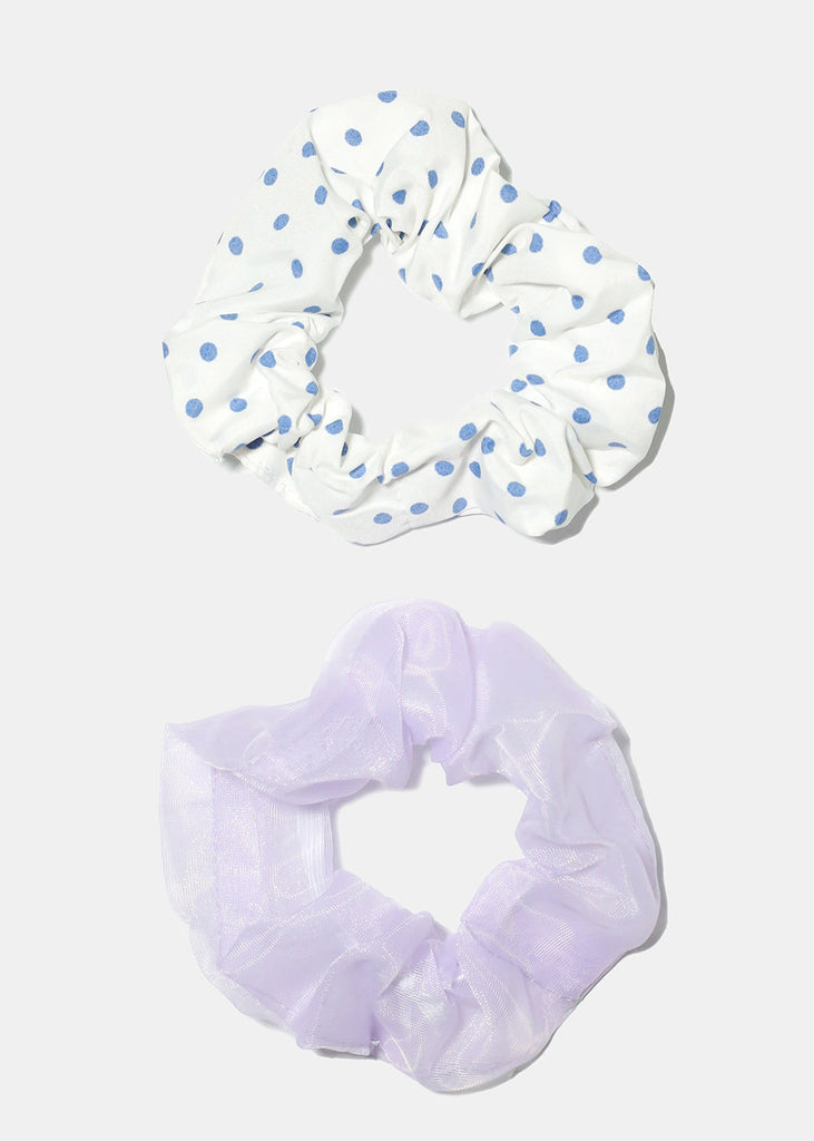 2 Piece Purple Design Scrunchies Polka dot HAIR - Shop Miss A