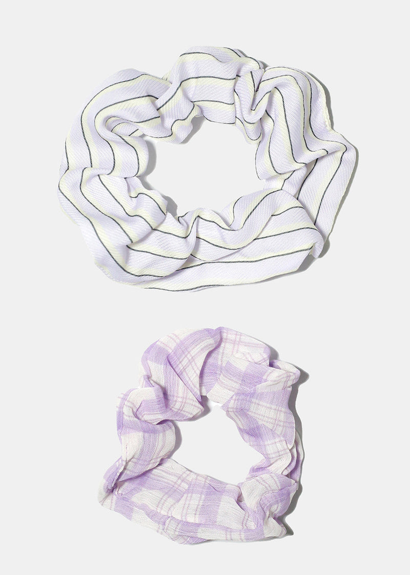 2 Piece Purple Design Scrunchies Plaid/stripe HAIR - Shop Miss A