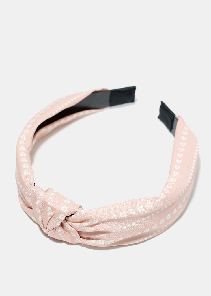 Heart Print Knot Headband Pink HAIR - Shop Miss A