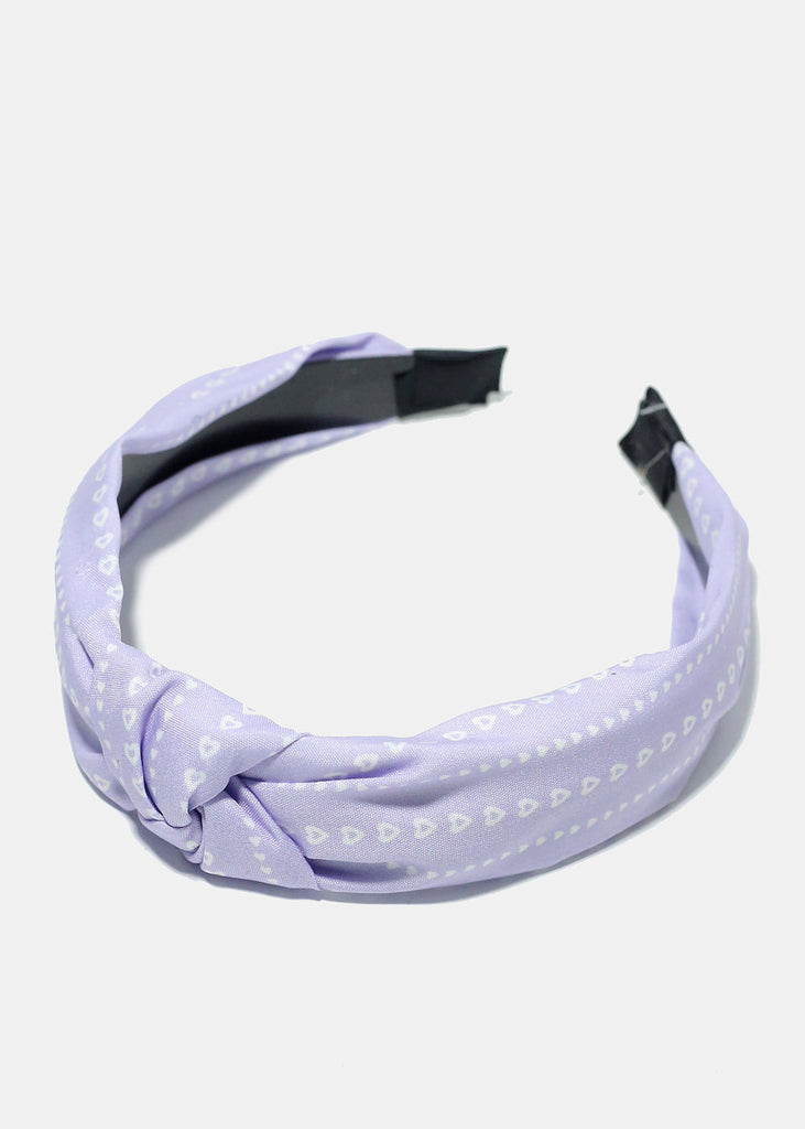 Heart Print Knot Headband Purple HAIR - Shop Miss A