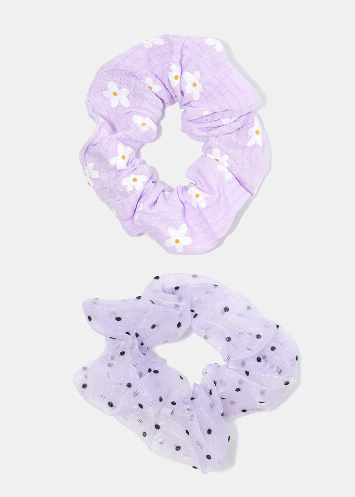 2 Piece Purple Tone Scrunchies Polka dot HAIR - Shop Miss A