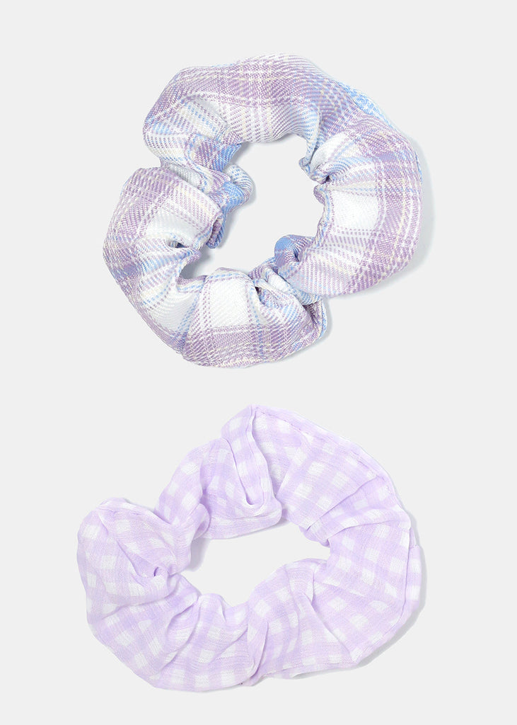 2 Piece Purple Tone Scrunchies Plaid HAIR - Shop Miss A