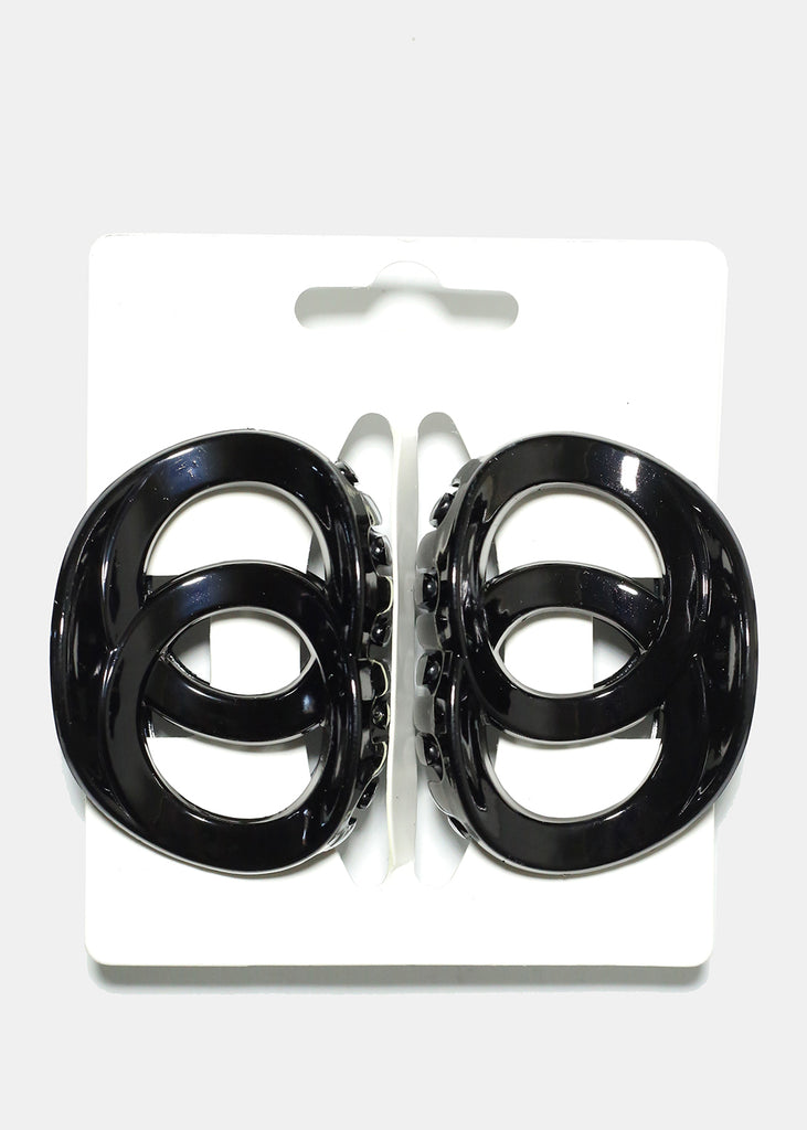 2 Piece Linked Circle Claw Clips Black HAIR - Shop Miss A