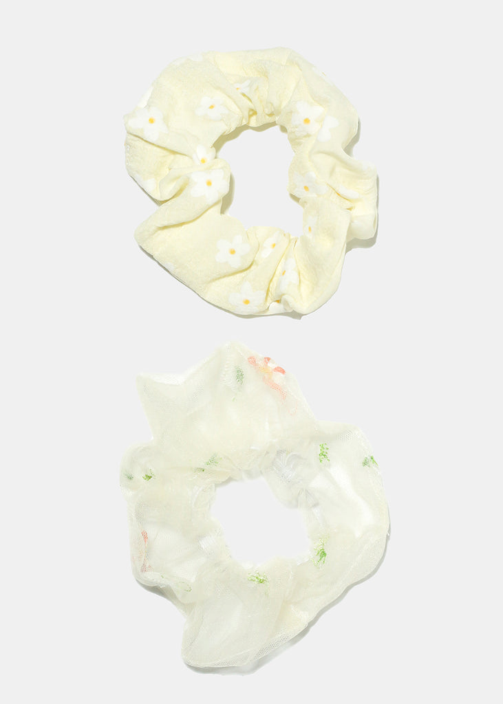 2 Piece Multi Print Scrunchies Flower/mesh HAIR - Shop Miss A