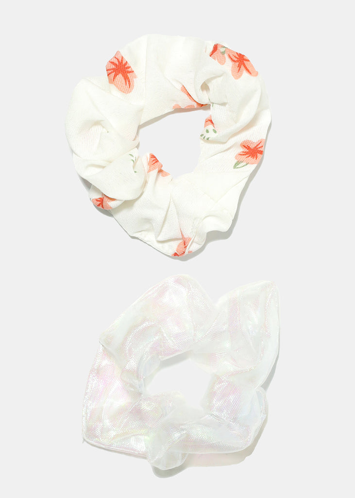 2 Piece Multi Print Scrunchies Flower/Holo HAIR - Shop Miss A