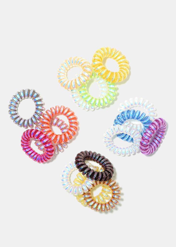 4 Piece Small Holographic Spiral Hair Ties  HAIR - Shop Miss A
