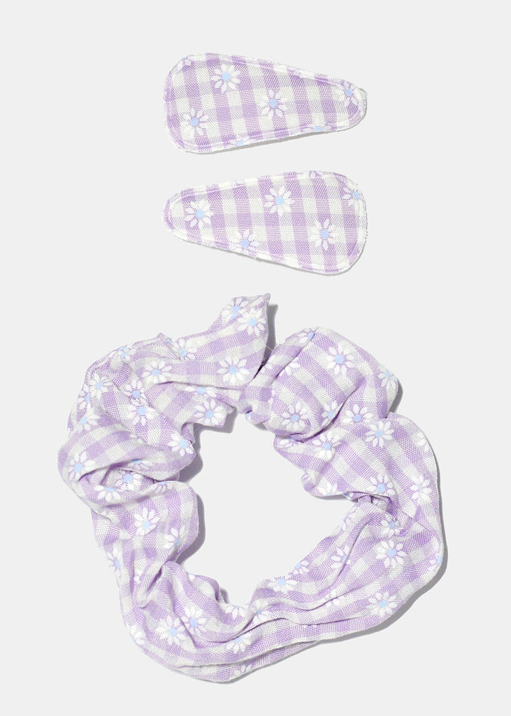 3 Piece Clips & Scrunchie Set Purple HAIR - Shop Miss A