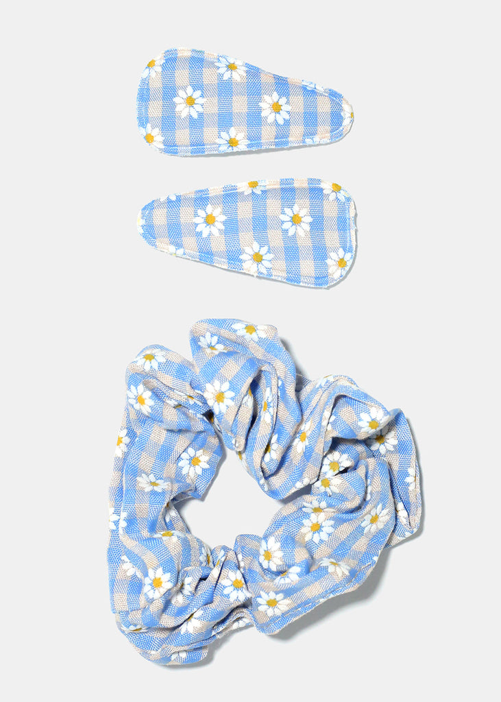 3 Piece Clips & Scrunchie Set Blue HAIR - Shop Miss A