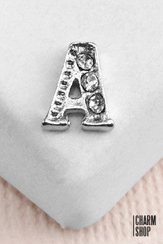 Silver A Initial With Rhinestones Locket Charm  CHARMS - Shop Miss A