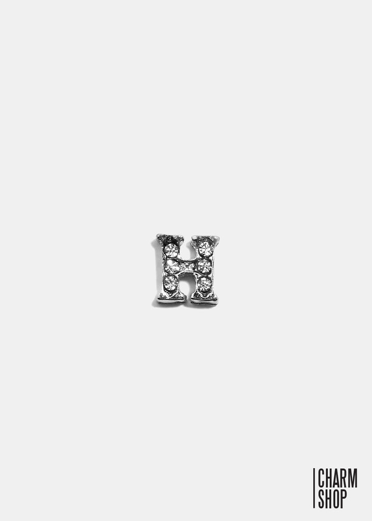 Silver H Initial With Rhinestones Locket Charm  CHARMS - Shop Miss A
