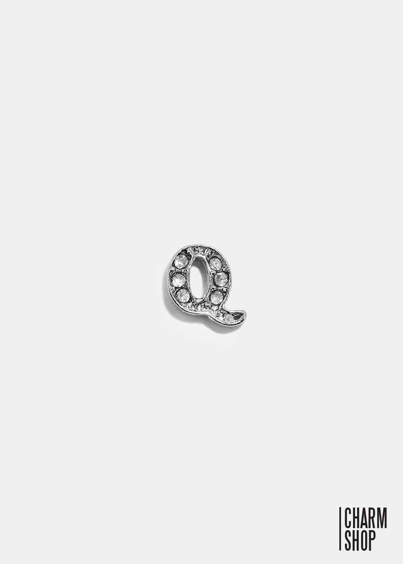Silver Q Initial With Rhinestones Locket Charm  CHARMS - Shop Miss A