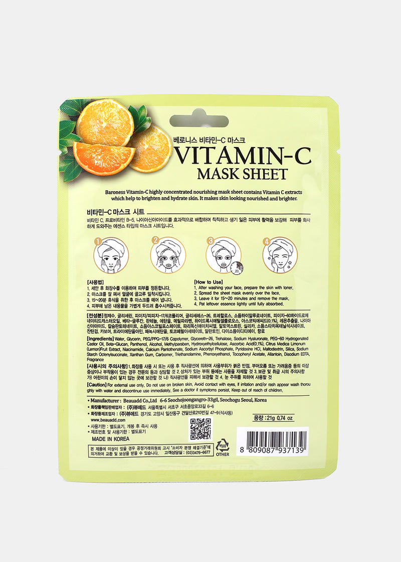 Baroness Sheet Mask- Vitamin C  COSMETICS - Shop Miss A