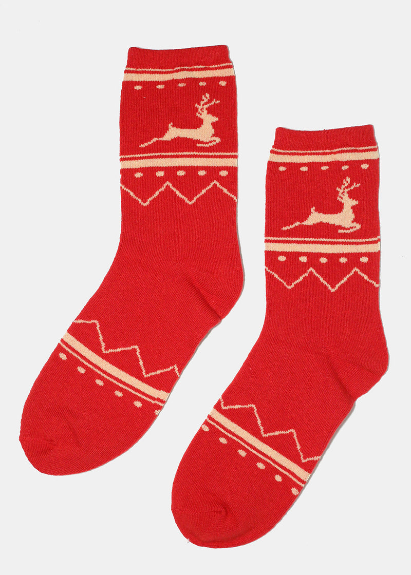 Red Reindeer Crew Socks  ACCESSORIES - Shop Miss A