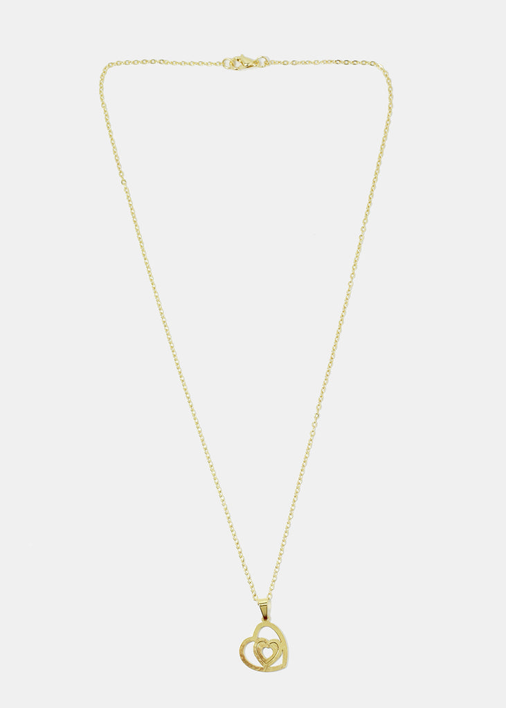 Heart Necklace & Earrings Set Gold SALE - Shop Miss A