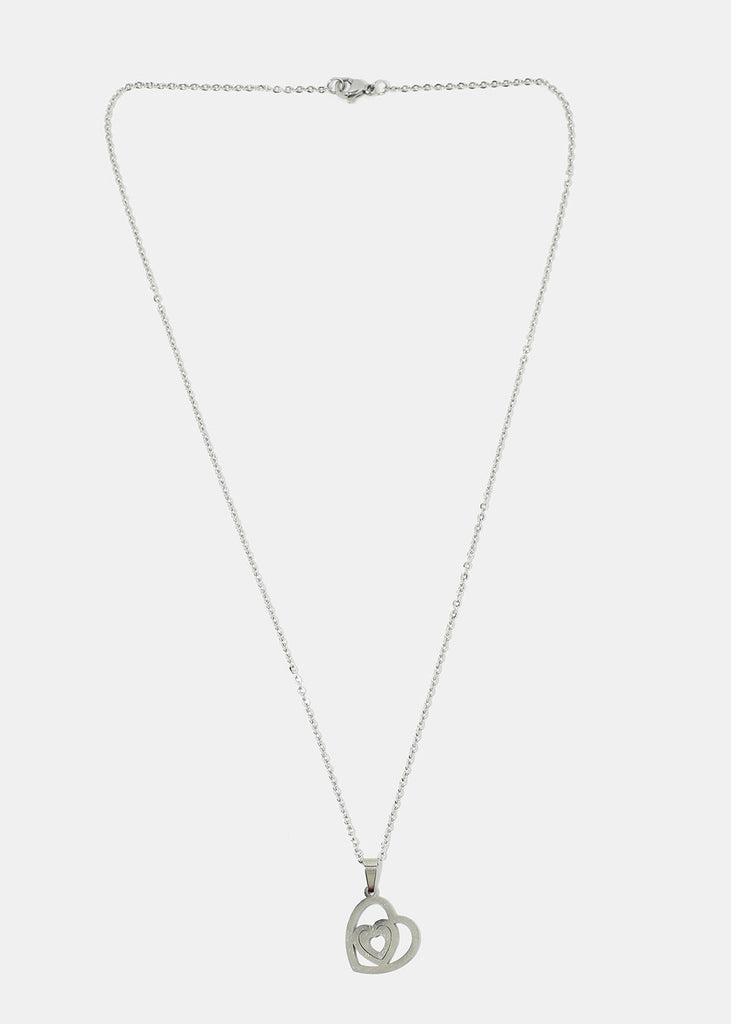 Heart Necklace & Earrings Set Silver SALE - Shop Miss A