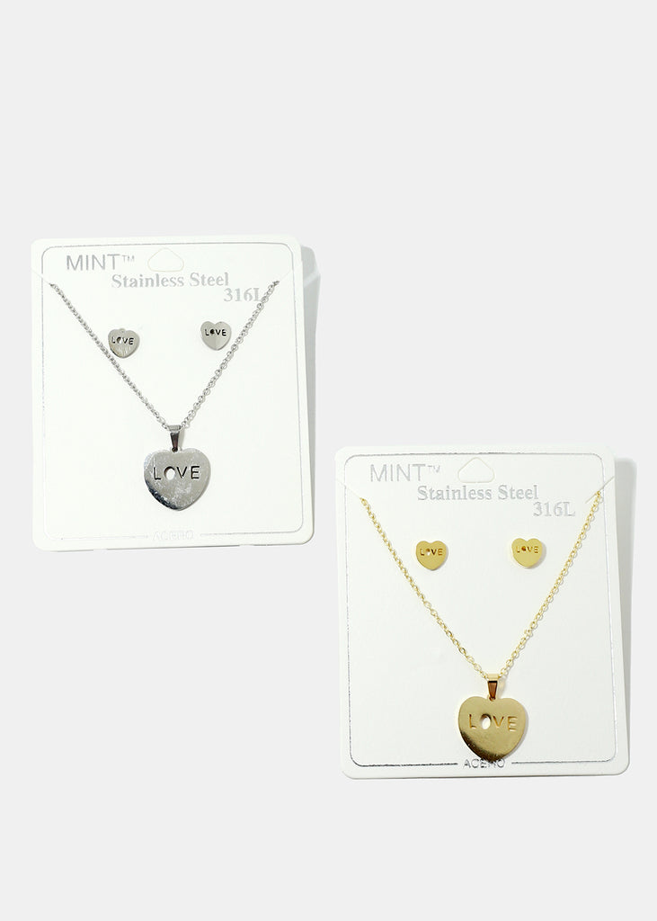 "LOVE" in Heart Necklace & Earring Set  JEWELRY - Shop Miss A