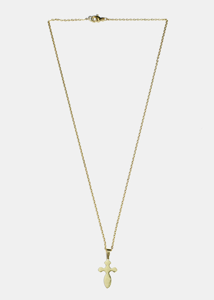 Rounded Cross Necklace Gold JEWELRY - Shop Miss A
