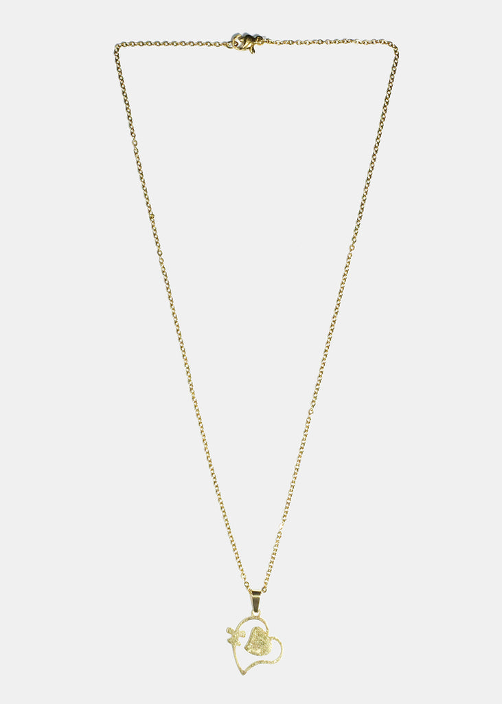 Double Heart Necklace Gold JEWELRY - Shop Miss A