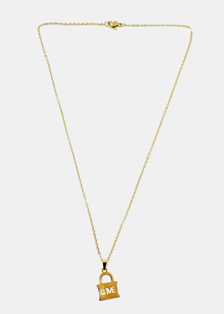 "LOVE" in Lock Necklace Gold JEWELRY - Shop Miss A