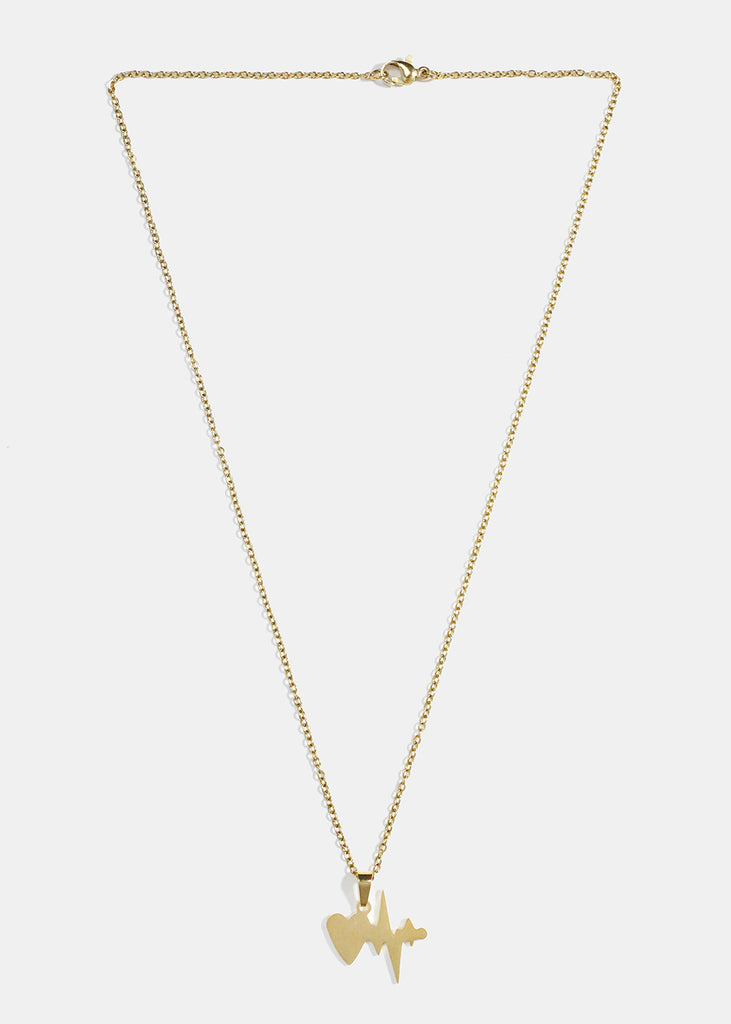 Heartbeat Pendent Necklace Gold JEWELRY - Shop Miss A