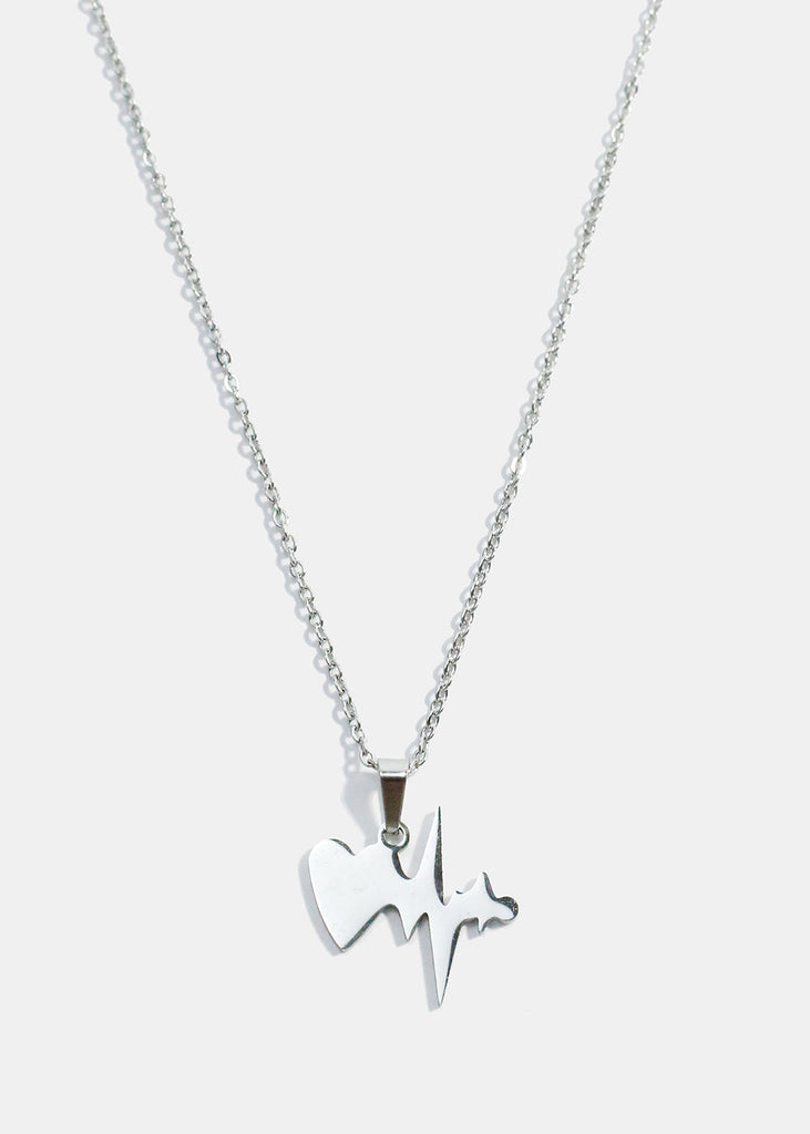 Heartbeat Pendent Necklace Silver JEWELRY - Shop Miss A
