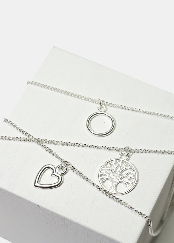 Layered Tree of Life & Heart Silver Necklace  JEWELRY - Shop Miss A