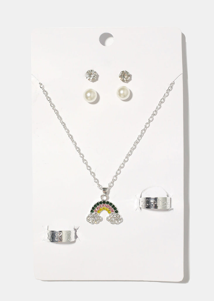 Rainbow Pendant Necklace Silver JEWELRY - Shop Miss A