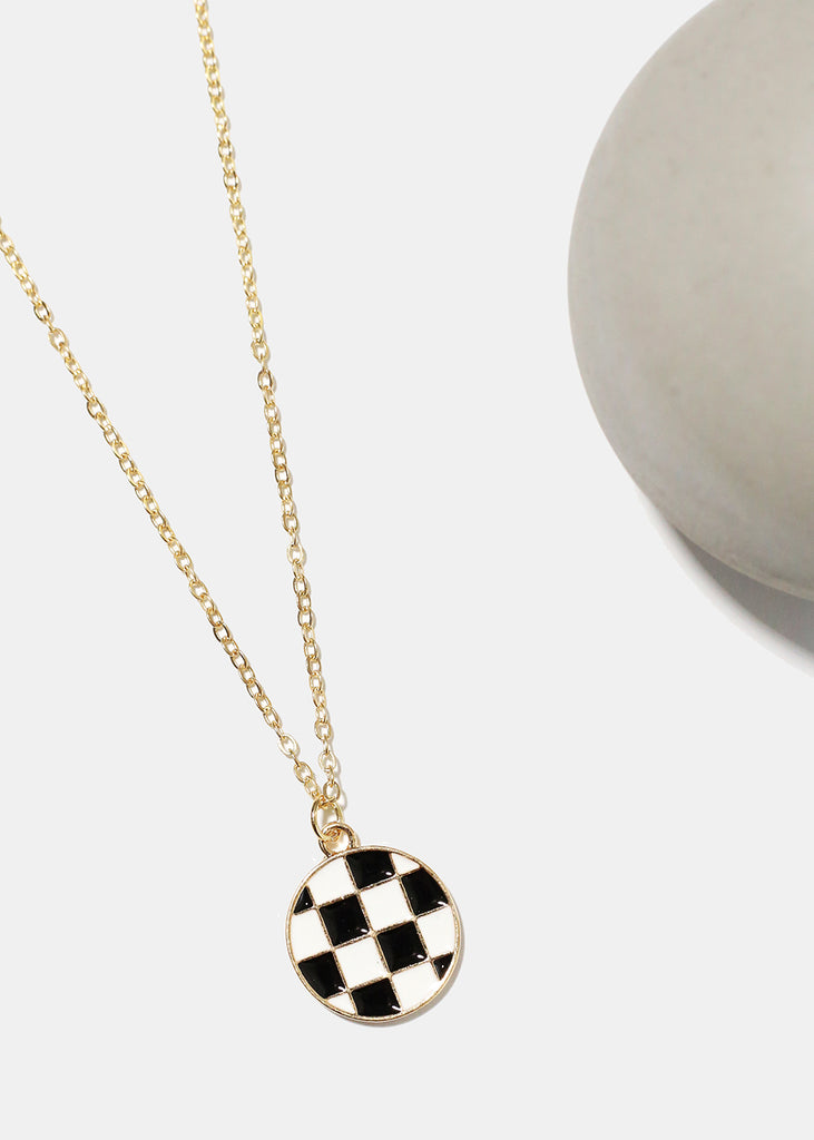 Checkered Circle Necklace  JEWELRY - Shop Miss A