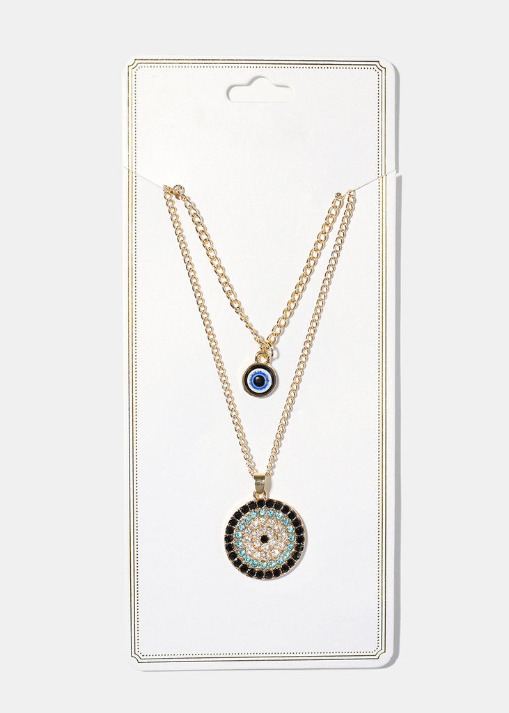 Evil Eye Layered Necklace Black/Gold JEWELRY - Shop Miss A