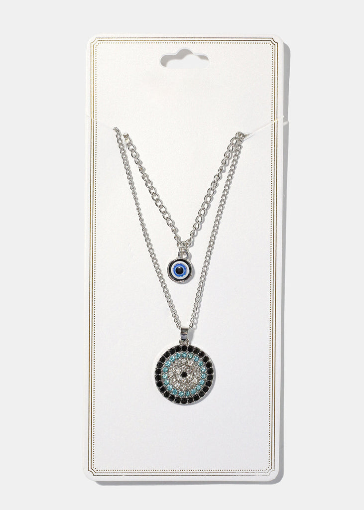 Evil Eye Layered Necklace Black/Silver JEWELRY - Shop Miss A