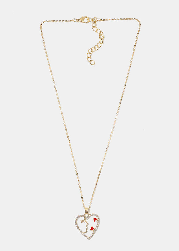 Face in Heart Necklace Gold JEWELRY - Shop Miss A