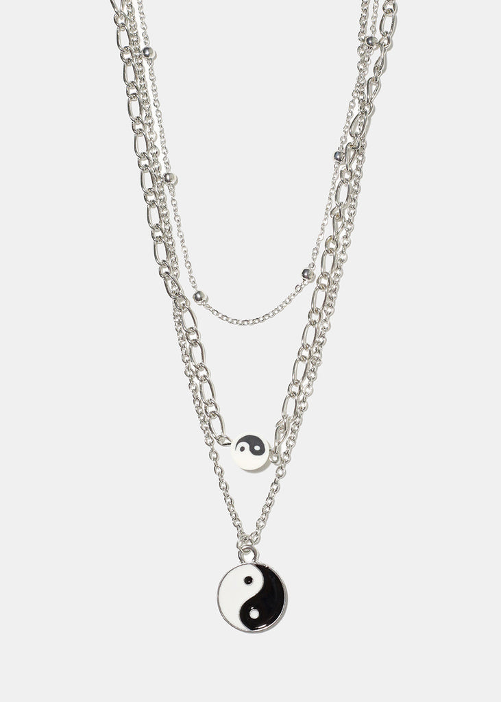 Yin Yang Layered Necklace Silver JEWELRY - Shop Miss A