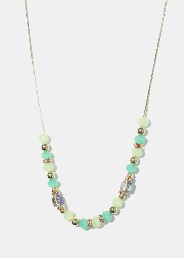 Beaded Stone Necklace Green JEWELRY - Shop Miss A