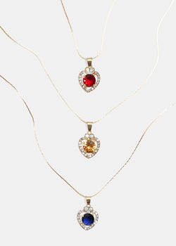 Sparkly Heart Necklace & Earrings Set Gold(Random) JEWELRY - Shop Miss A