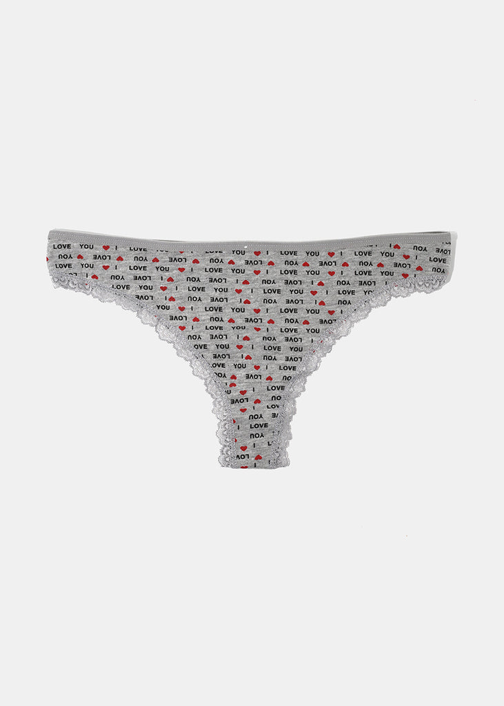 "I Love You" Thong Panty - Grey  ACCESSORIES - Shop Miss A