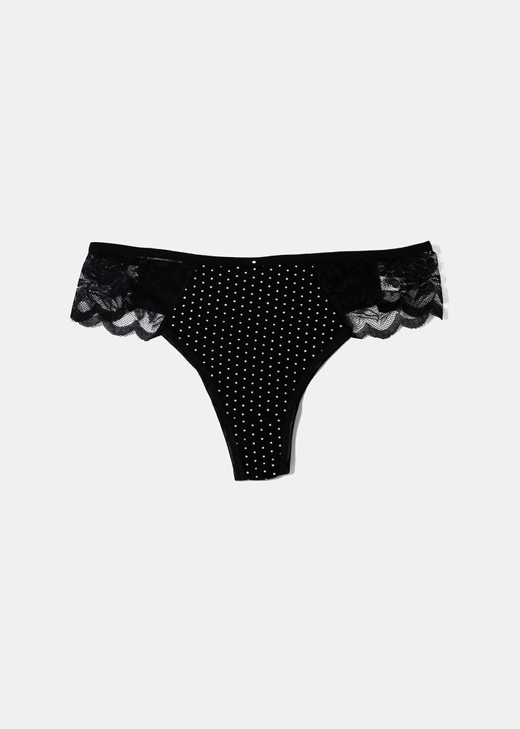 Dotted Lace Thong Panty - Black  ACCESSORIES - Shop Miss A