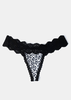 Animal Print Black Lace Thong  ACCESSORIES - Shop Miss A