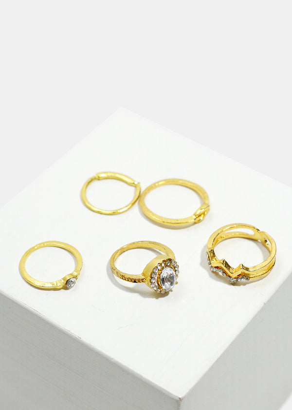 5-Piece Gemstone Toe Rings Gold JEWELRY - Shop Miss A