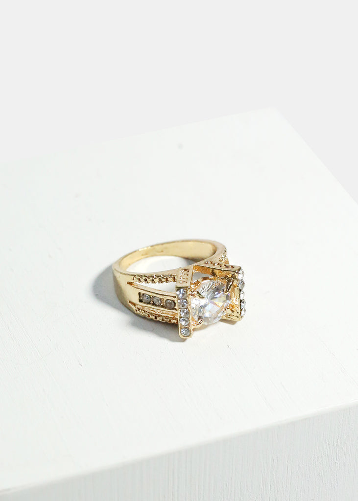 Gemstone & Rhinestone-Studded Ring Gold JEWELRY - Shop Miss A