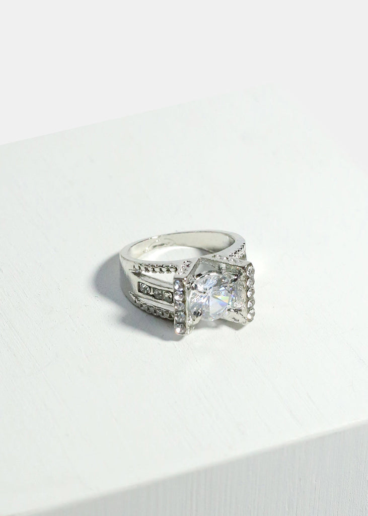 Gemstone & Rhinestone-Studded Ring Silver JEWELRY - Shop Miss A