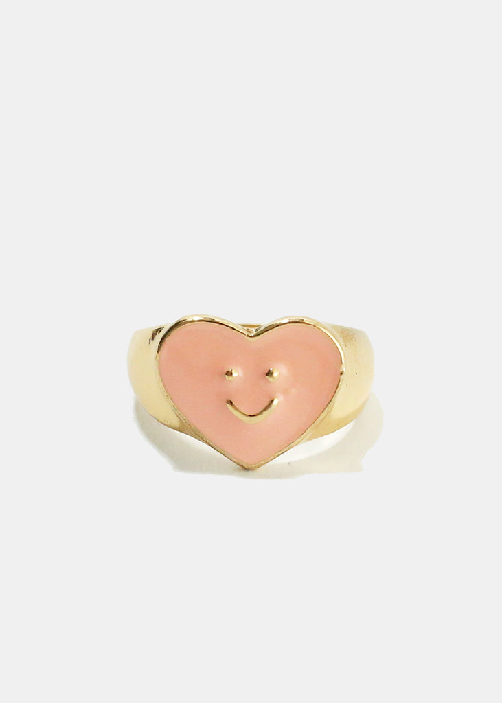 Smiley Colored Enamel Ring Pink JEWELRY - Shop Miss A