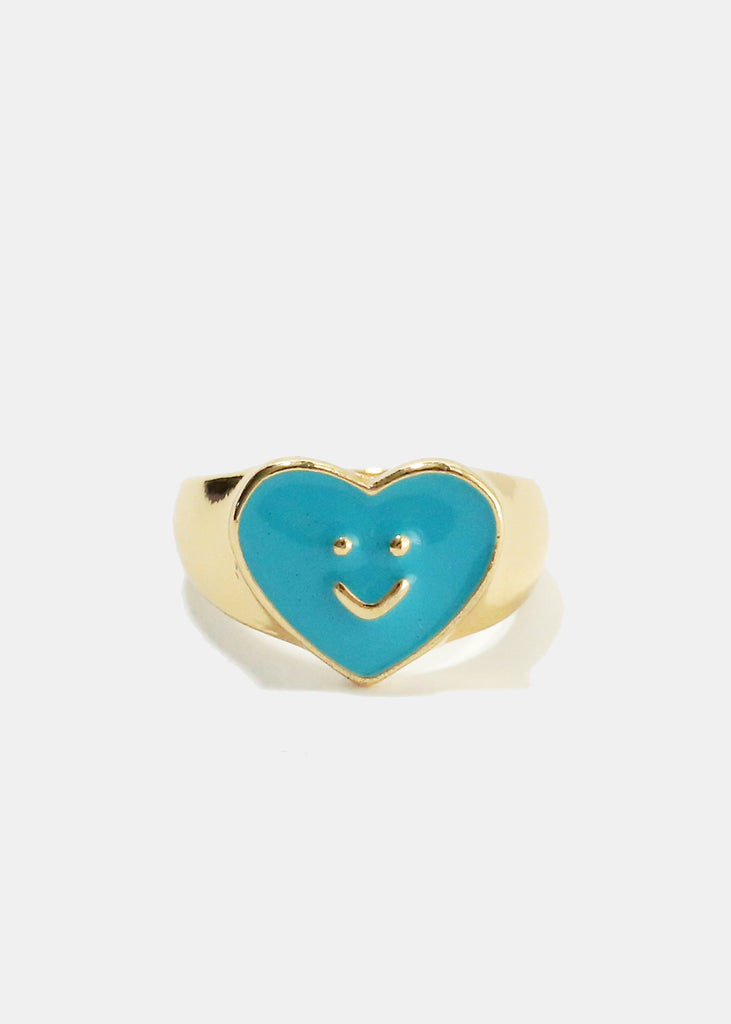 Smiley Colored Enamel Ring Blue JEWELRY - Shop Miss A