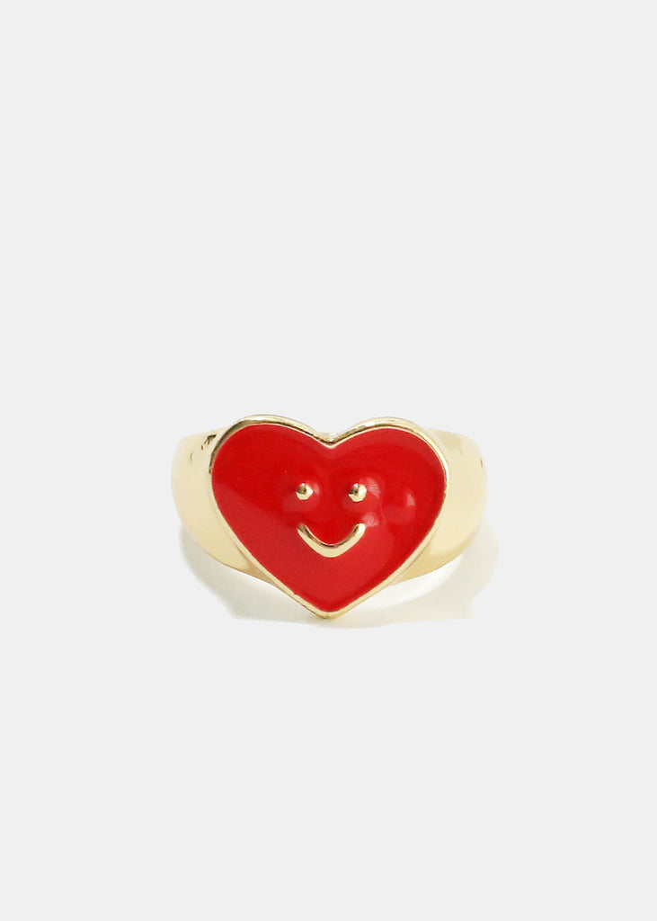 Smiley Colored Enamel Ring Red JEWELRY - Shop Miss A
