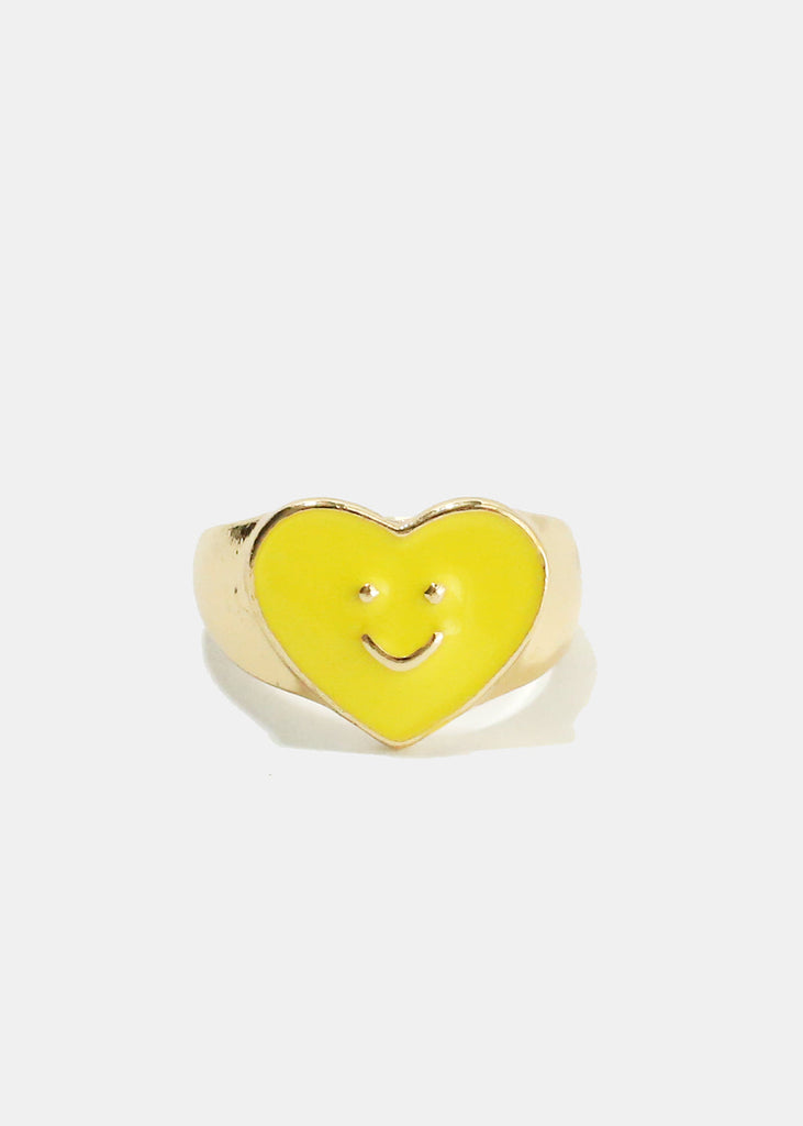 Smiley Colored Enamel Ring Yellow JEWELRY - Shop Miss A