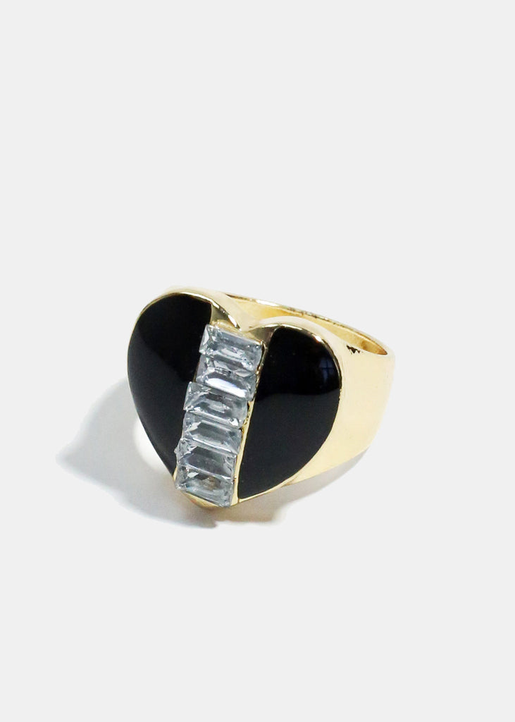 Enamel & Gemstone Heart Ring Gold JEWELRY - Shop Miss A